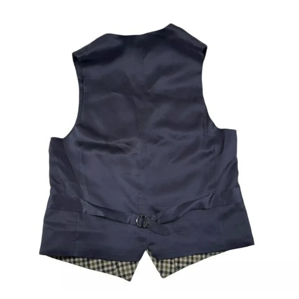 Suitsupply E.Thomas Silk Linen Wool Waistcoat Vest Mens 40R Check W160101I